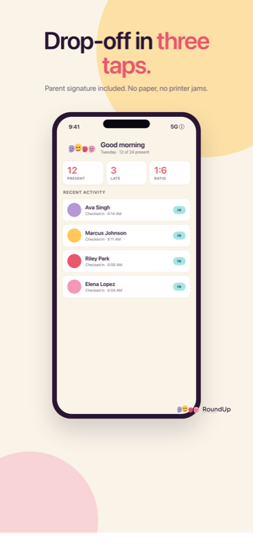 3-tap drop-off flow on staff phone