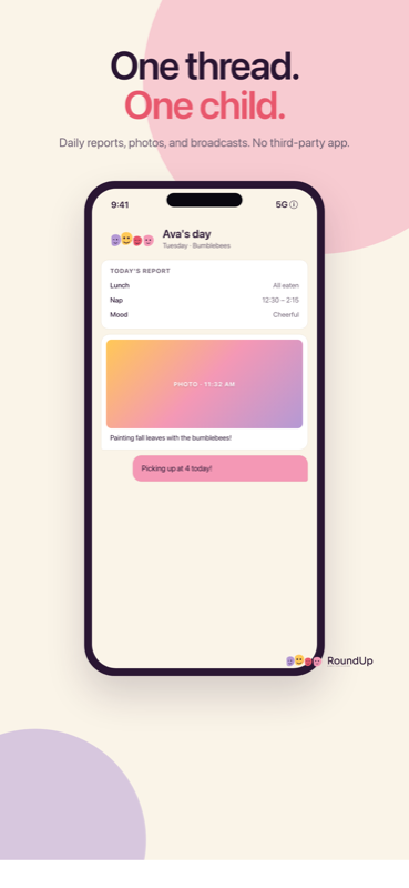 Parent thread with daily report and photo